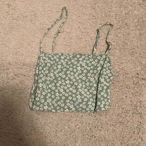 Green Floral Tank Top